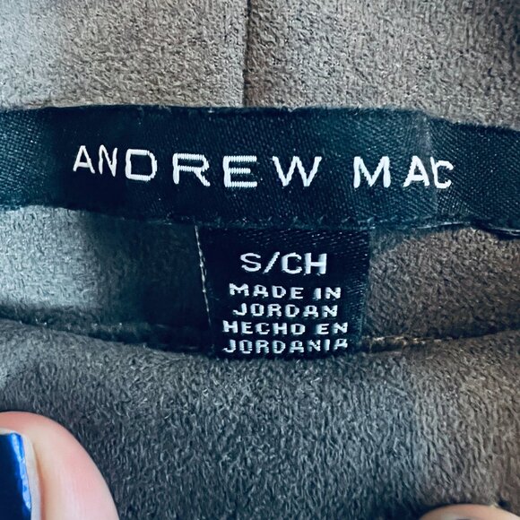 Andrew Mac Faux Suede Pants Womens Small Teal Blue Green Stretch Pull On Legging - Picture 7 of 7